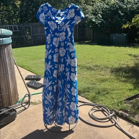 honolulu blue dress Short Muumuu Dress Orchids Kekala Royal / XL main image 1